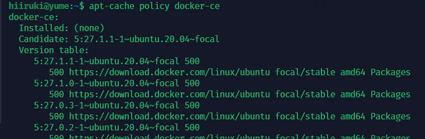 apt cache policy docker-ce