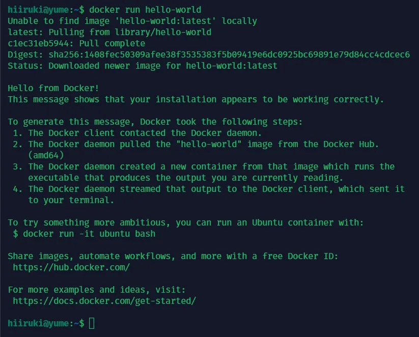 docker run hello-world