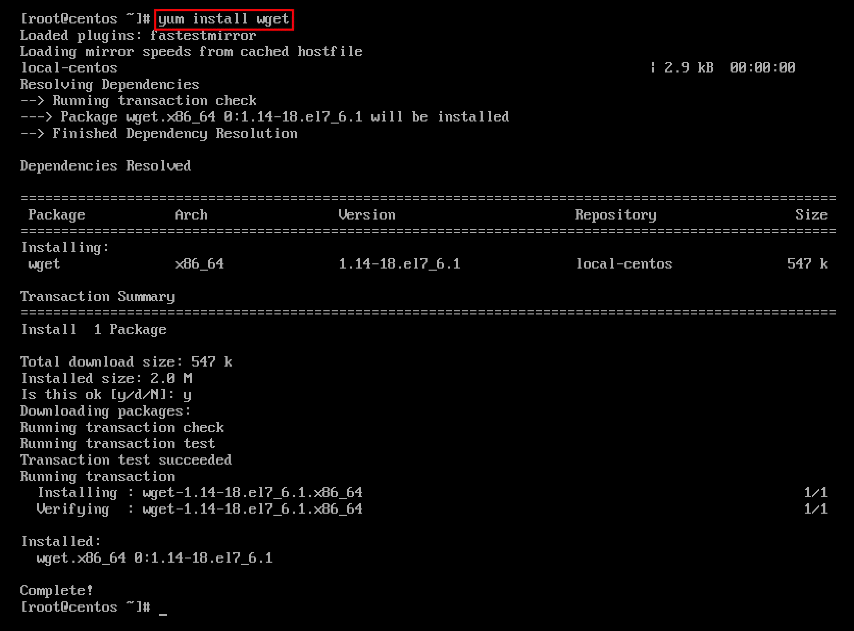 Install wget on CentOS