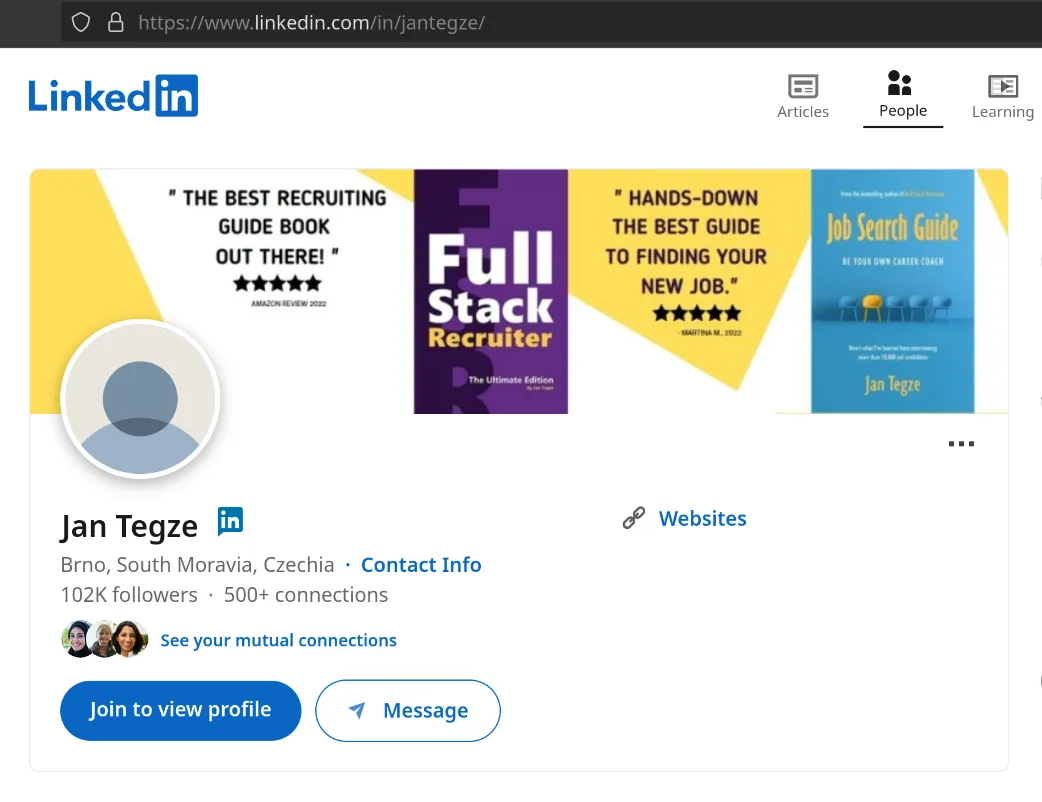 Jan Tegze&rsquo;s LinkedIn profile