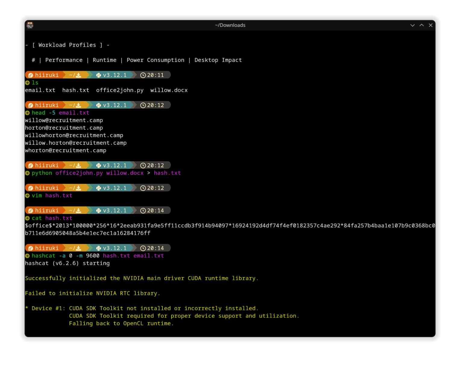 Hashcat Command